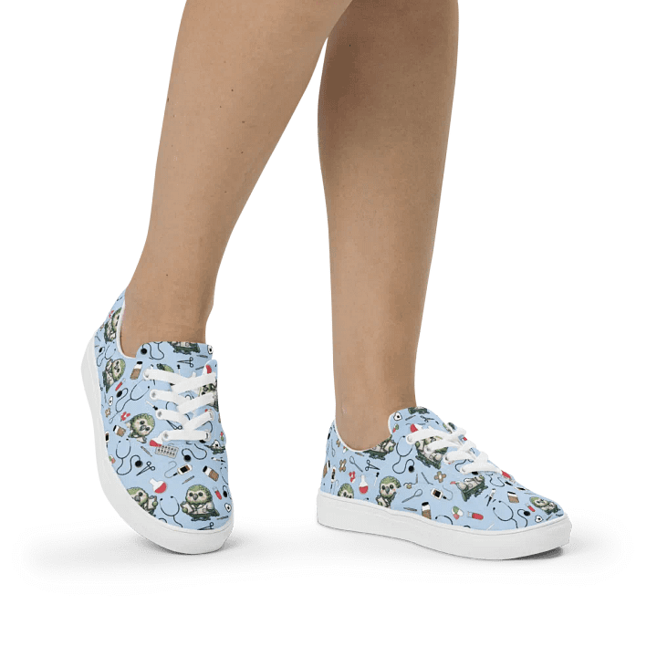Cute Medical Kakapo Lace-up Canvas Shoes (Blue) product image (2)