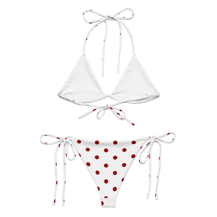 Red Polka Dots on White String Bikini Set product image (2)