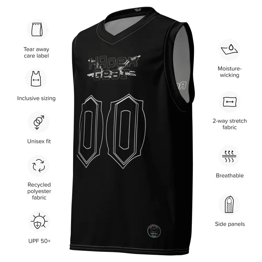 Rover's Morning Glory - Black - Recycled Unisex Basketball Jersey - Black HApex Gear Black Logo product image (7)
