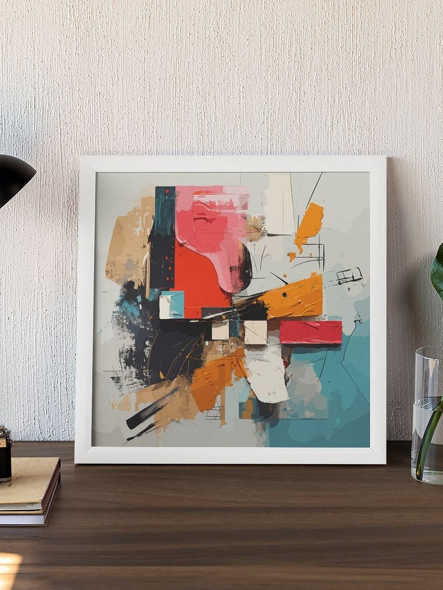 Abstract Expressionist Collage Art Poster, Vibrant Mixed Media Composition, Modern Urban Wall Art for Contemporary Interior Decor product image (4)