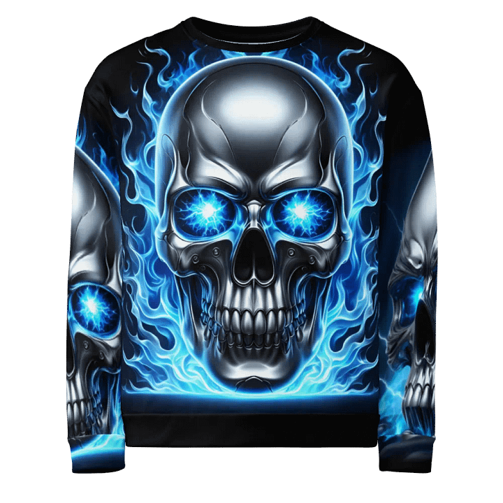 Silver Flame Skull All-Over - Unisex Sweatshirt #21 product image (1)