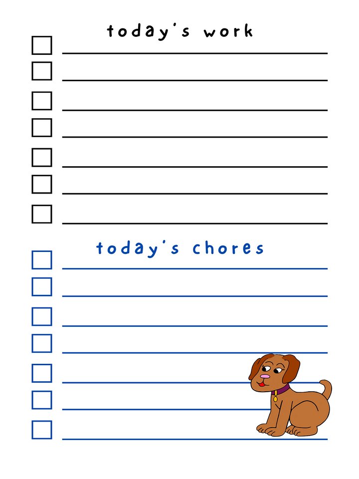 Cute Cartoon Girl Dog Laminated To Do List with Dry Erase Marker product image (2)