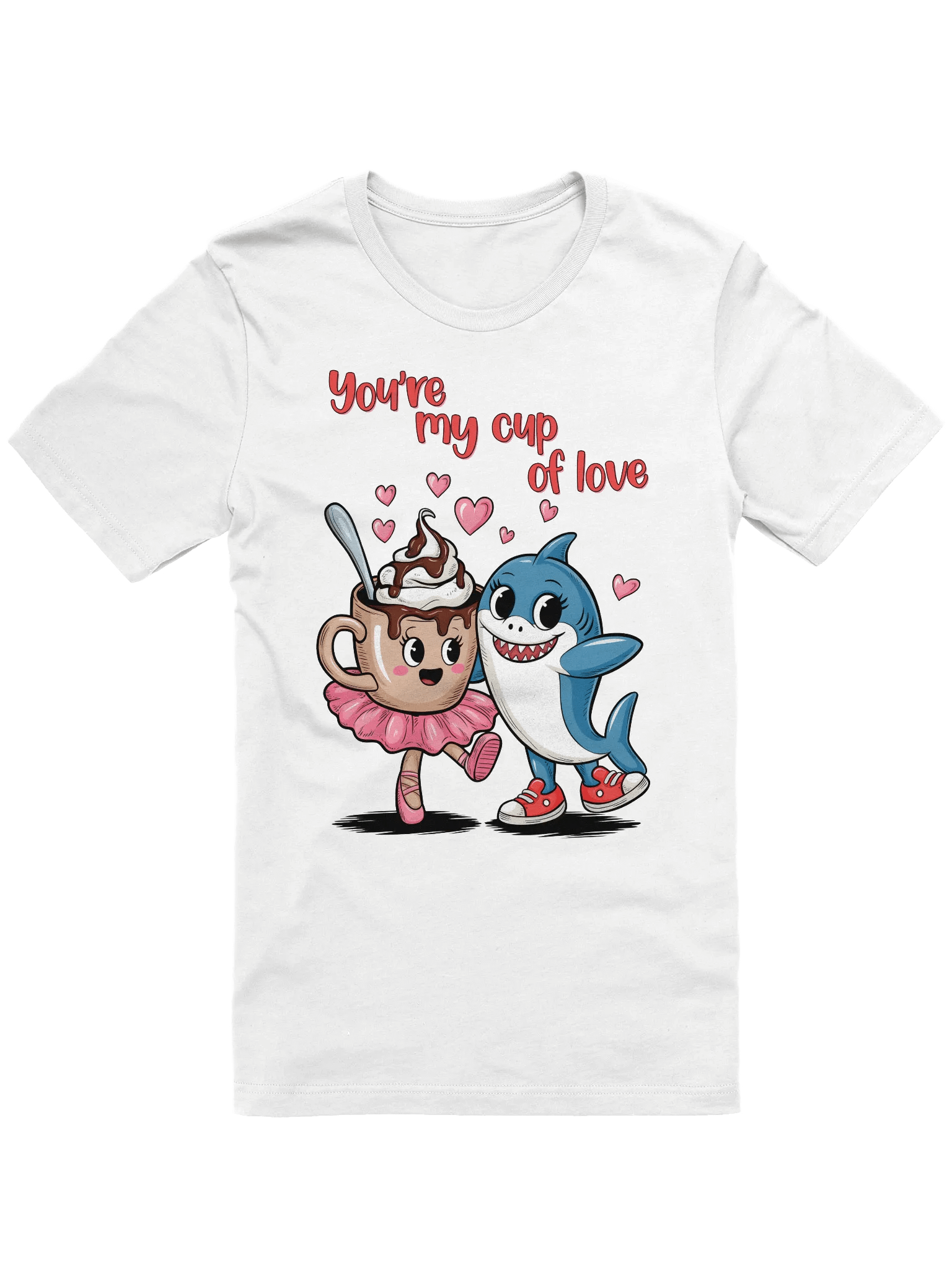 Tralalero Tralala and Cappuccina Ballerina – Cute Cartoon Couple Tee product image (1)