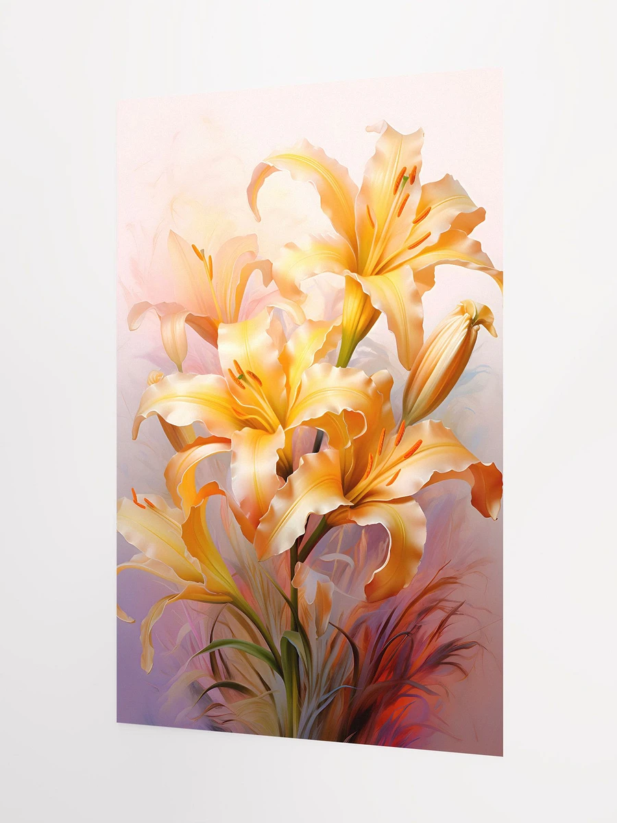Radiant Golden Lilies Poster: Luxurious Botanical Art for Elegant Home Decor Matte Poster product image (5)