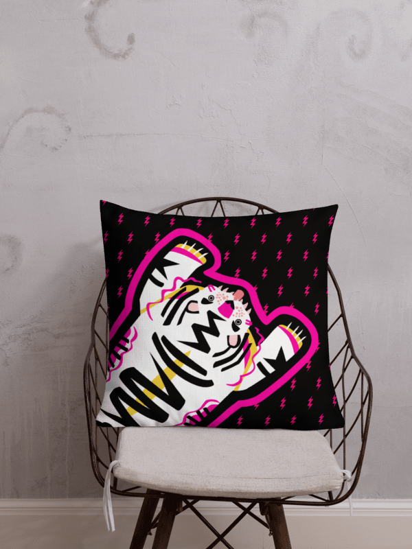 Electric Tigers on Pink & White - Pillow - 3 Size Choices product image (1)