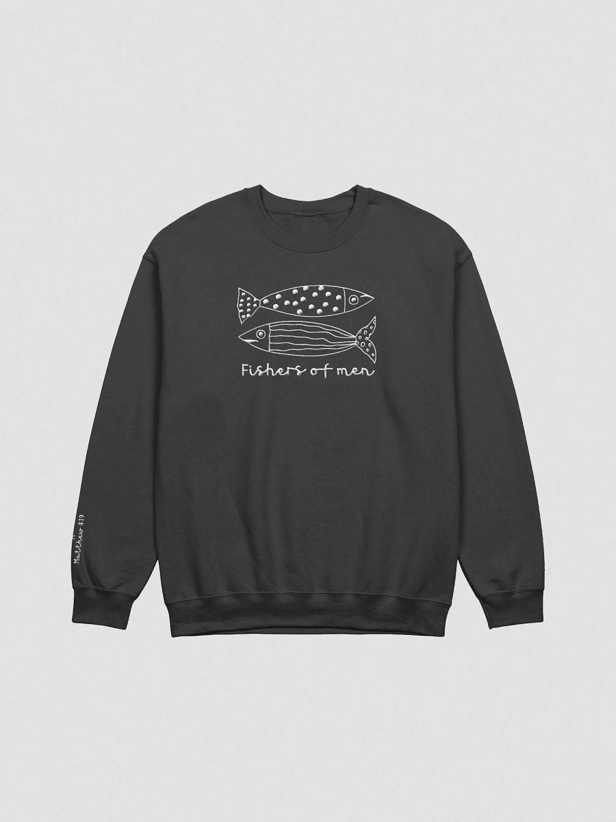 "Fishers of Men" Embroidered Unisex Sweatshirt – Matthew 4:19 Doodle Design product image (15)
