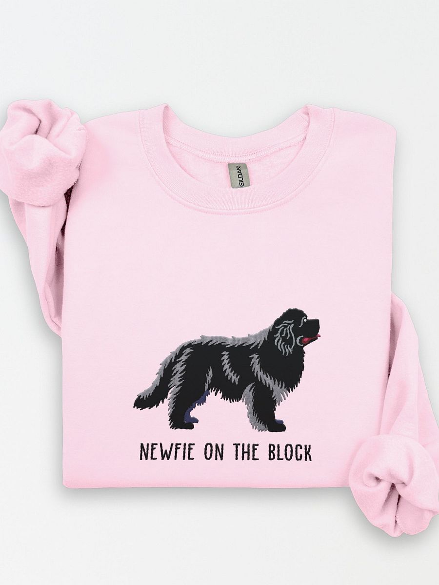 Newfie on the Block Sweatshirt (Embroidered) of a Newfoundland(Black) product image (1)