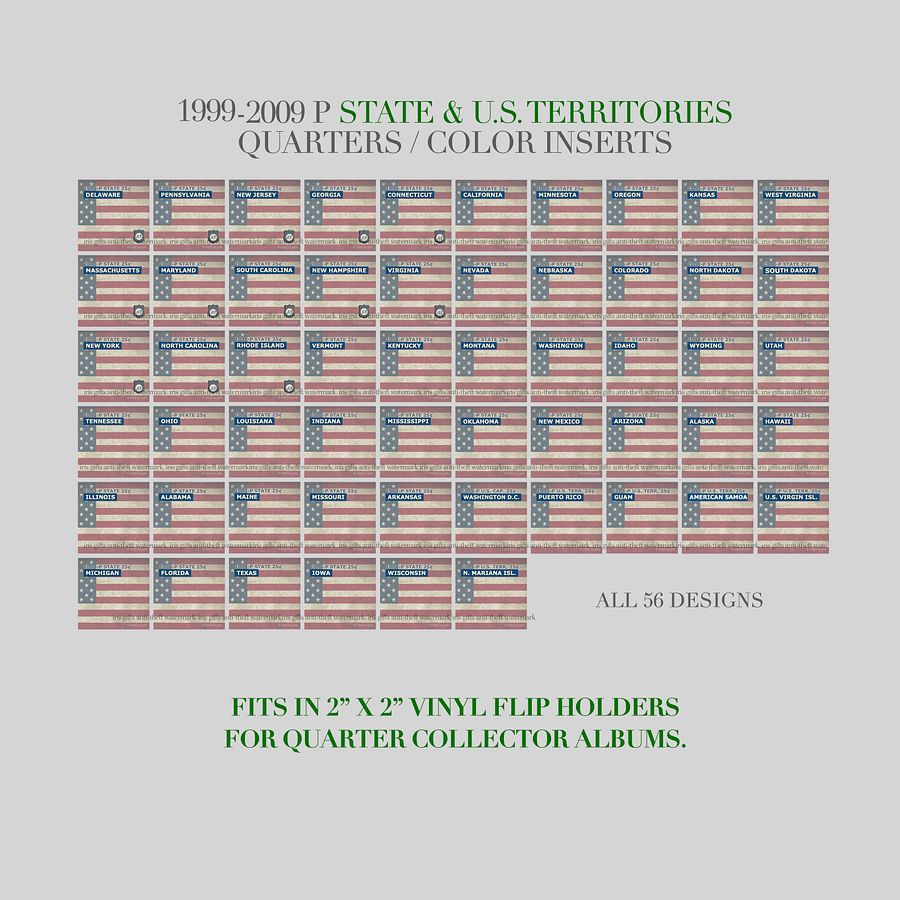 1999-2009 / Philadelphia / State & US Territories Quarters / Printable Picture Cards product image (1)