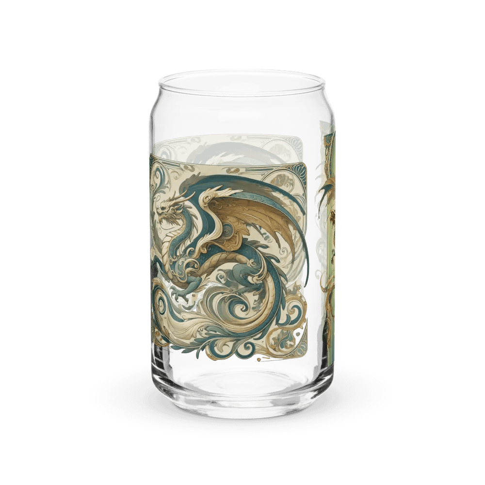 Art Nouveau Dragon Can-Shaped Glass Cup – Unique, Artistic Drinkware product image (8)