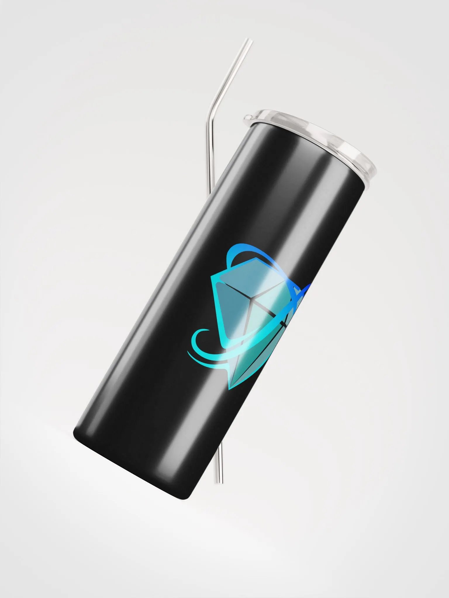 Matte blue logo stainless steel tumbler product image (4)