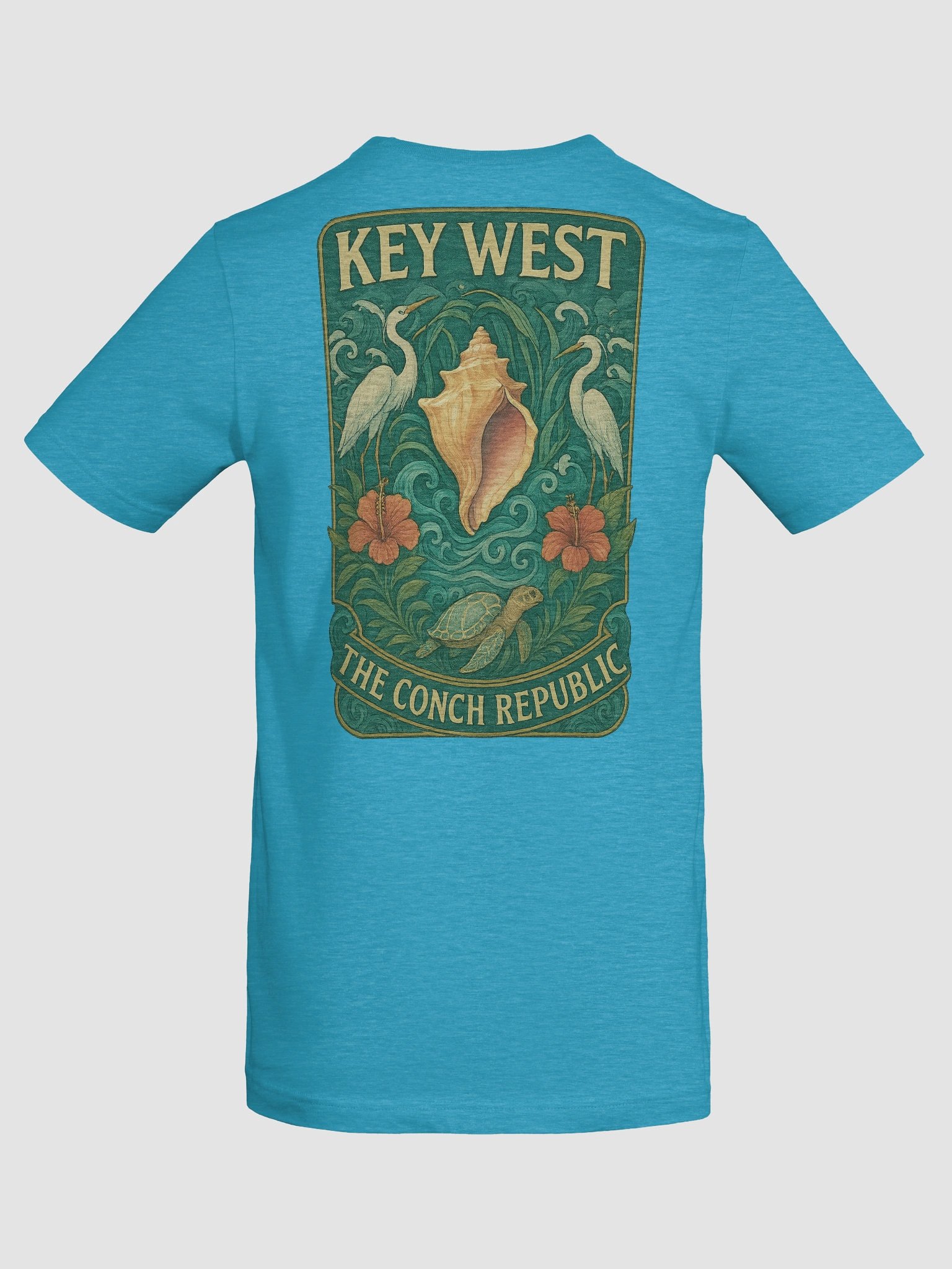 Key West Tropical T-Shirt Ultra Soft Tee with Heron and Turtle Conch Republic Scene product image (8)