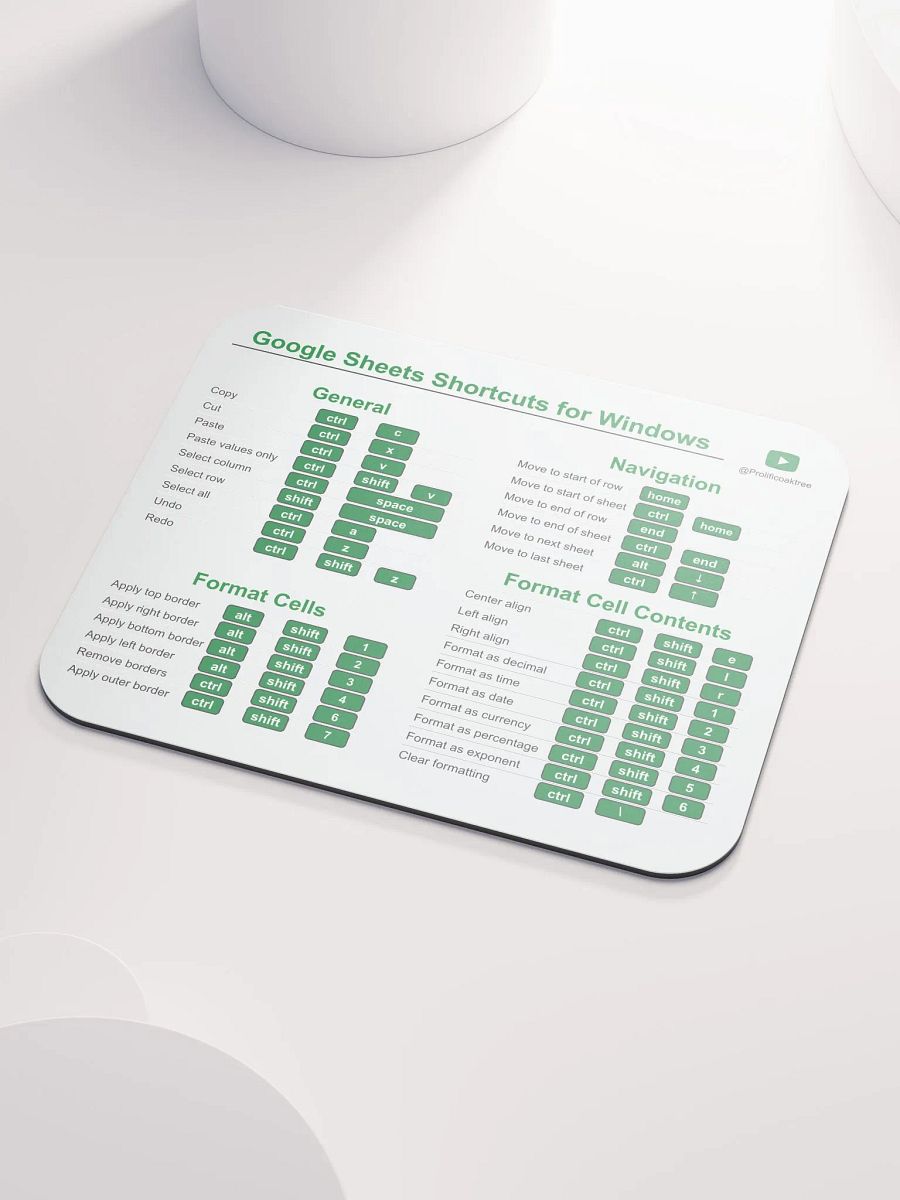 Keyboard Shortcuts Mouse Pad for Windows - Google Sheets product image (3)