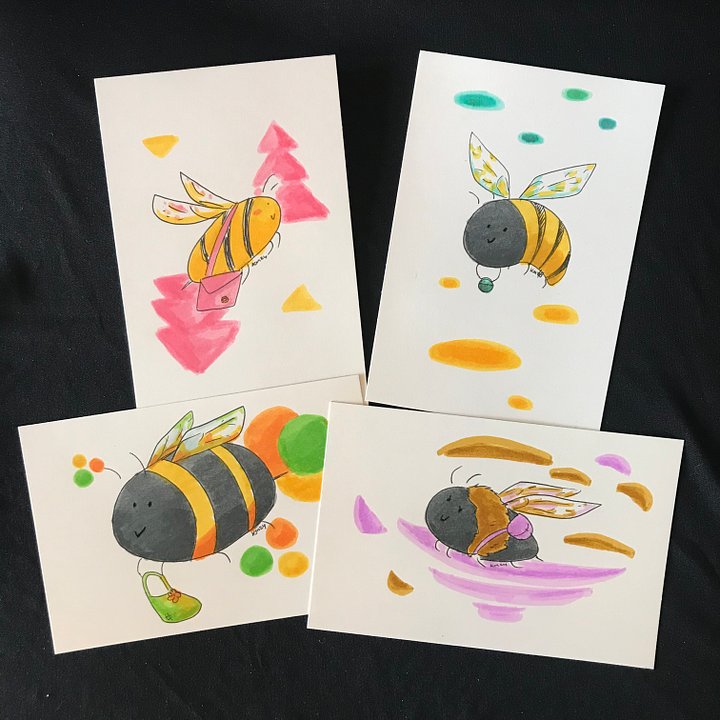 Bees with Bags Original Marker Illustrations product image (1)