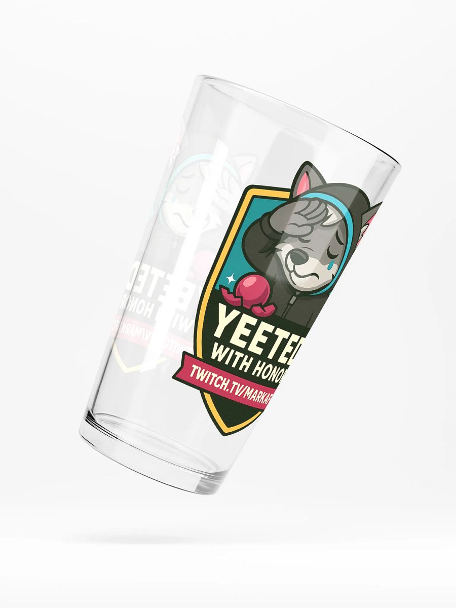 "YEETED WITH HONOR" PINT GLASS – Official Stream Mascot Edition product image (5)