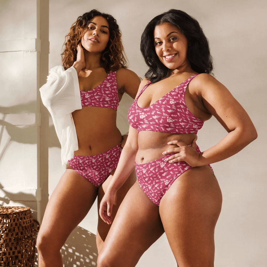 Cherry Blossoms on Magenta Two-Piece Eco-Green Bikini Swimsuit product image (9)