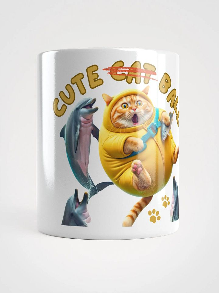'Cute Not Cat But Ball' White Glossy Mug🙀🐬🏐 product image (1)