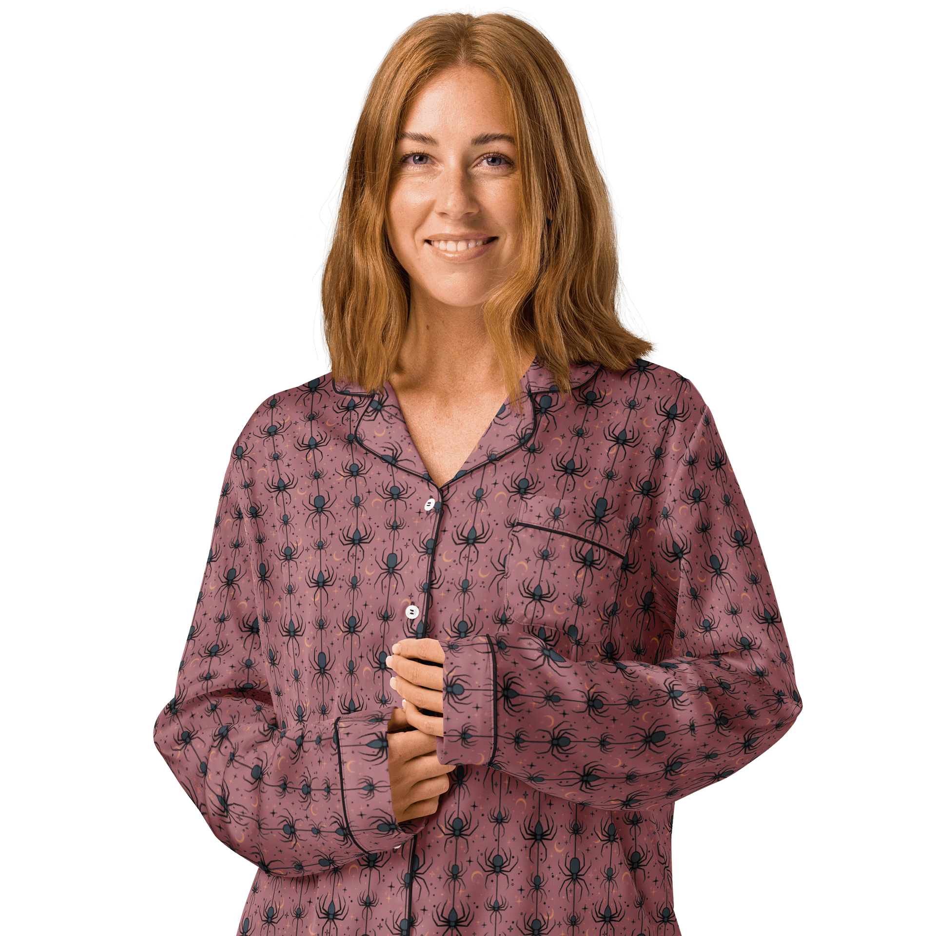 Spooky Spiders Halloween Pajama Shirt in Dusty Pink product image (3)