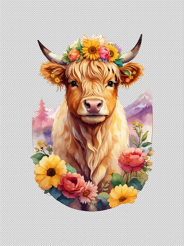Highland Cow SVG : PNG : Clipart : Highland Cow With Flowers product image (1)