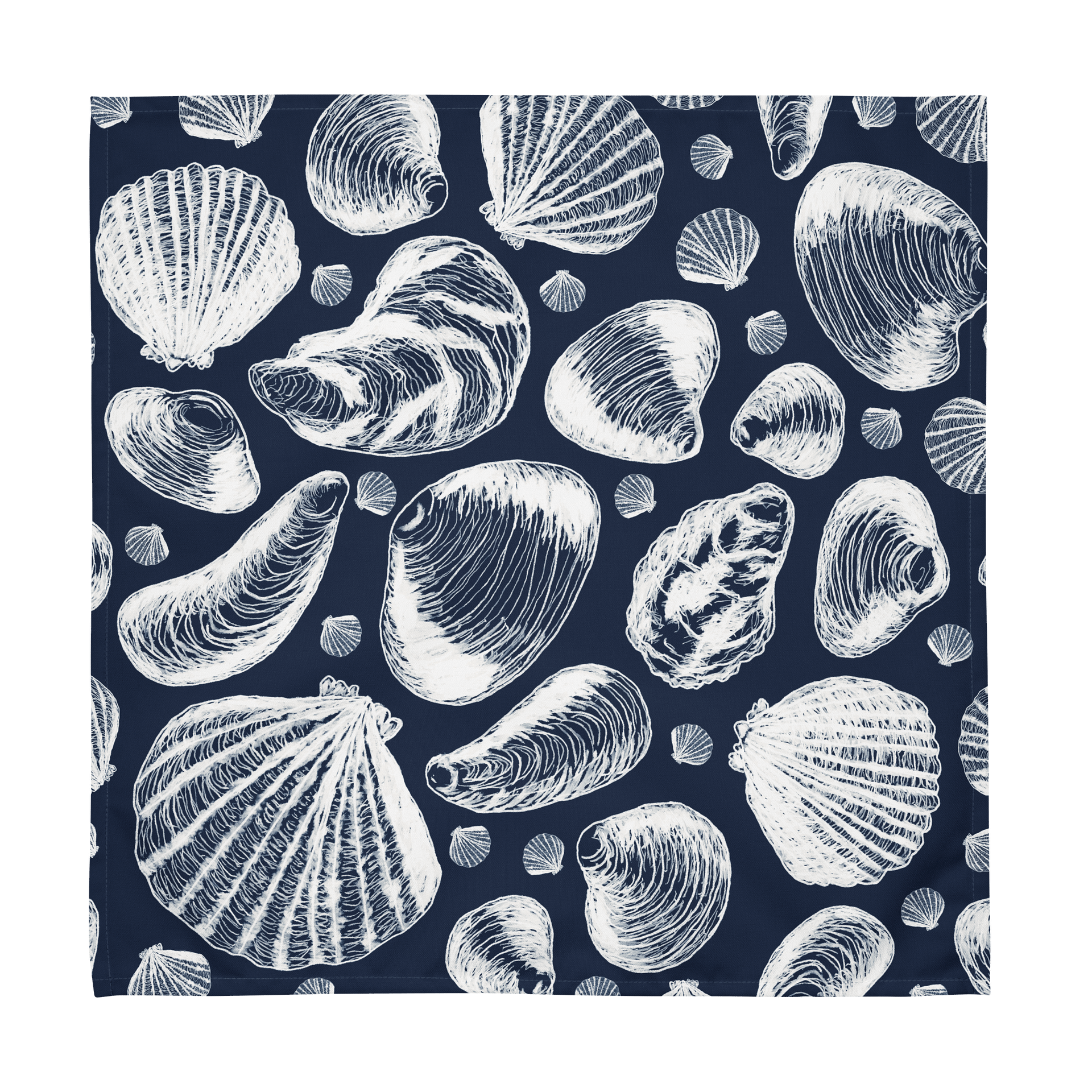New England Tidal Treasures | Seashell Napkin Set | Monique Faella Designs™ | White on Dark Blue product image (9)