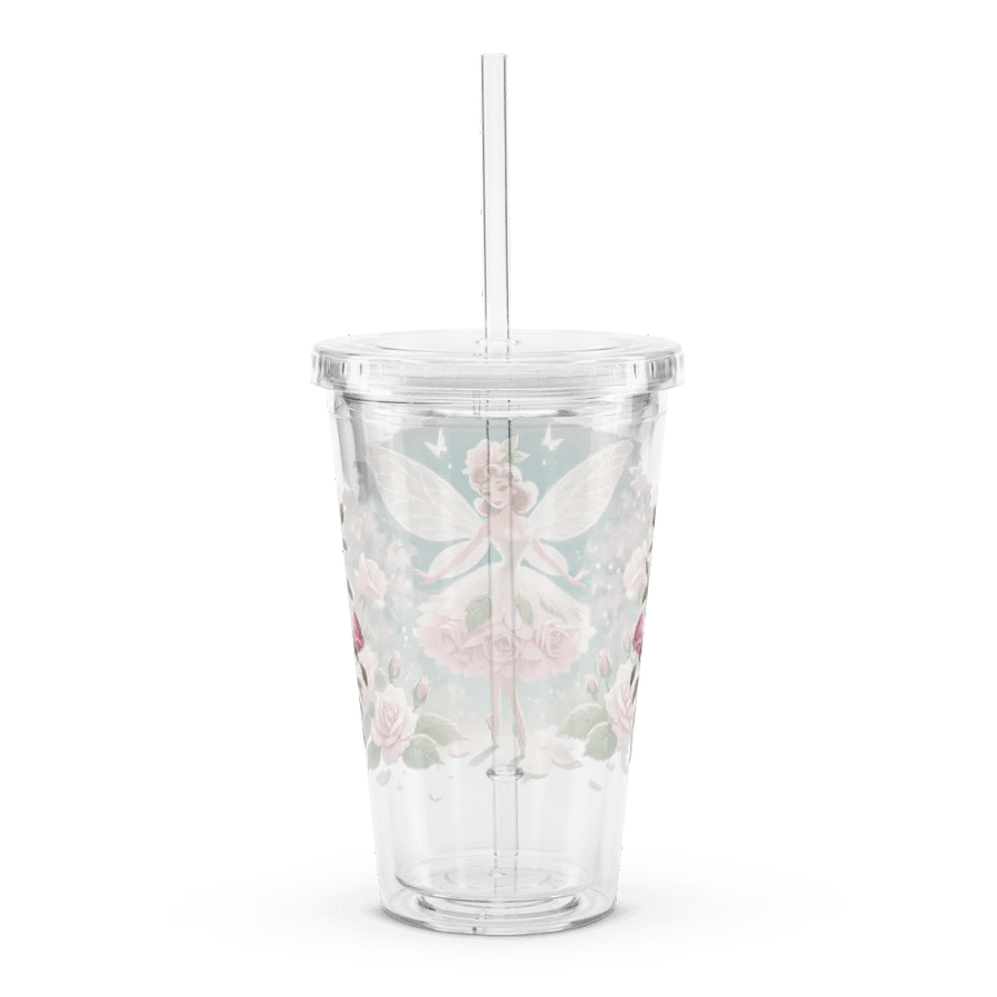 Pink Rose Fairy Plastic Tumbler with Straw product image (2)