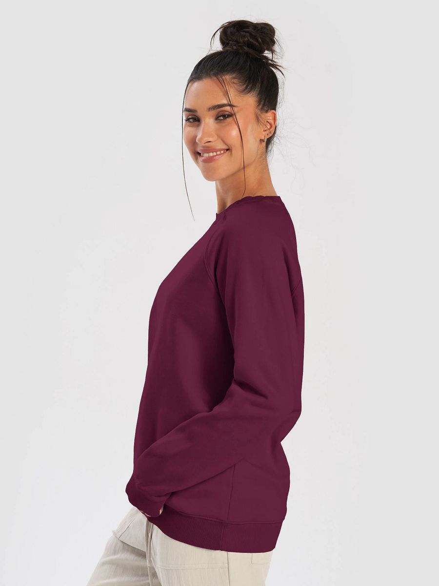 Plain Color Burgundy Raglan Sweatshirt product image (2)