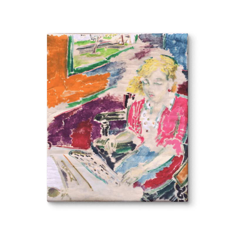 Woman Typing (1987) on canvas (20" x 24") product image (2)