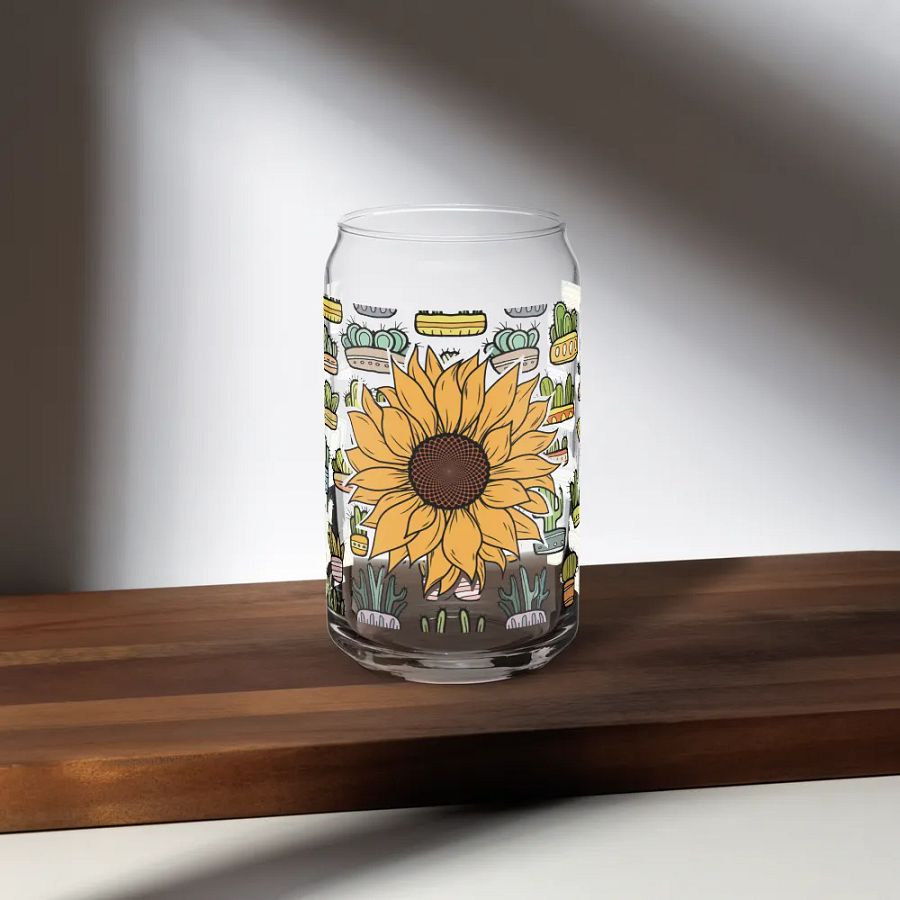 Sunflower Cacti Glass Can Sipper product image (5)