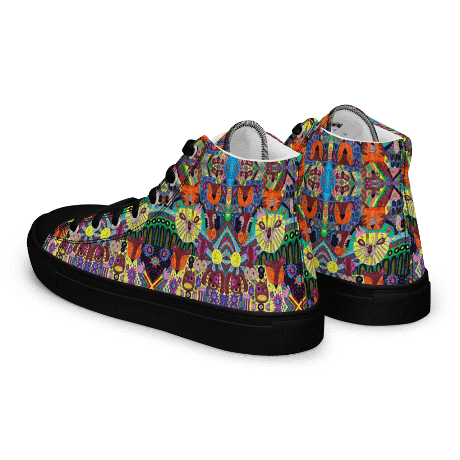 Abstract Doodle Art Animals Ladies High Top Canvas Shoes product image (8)