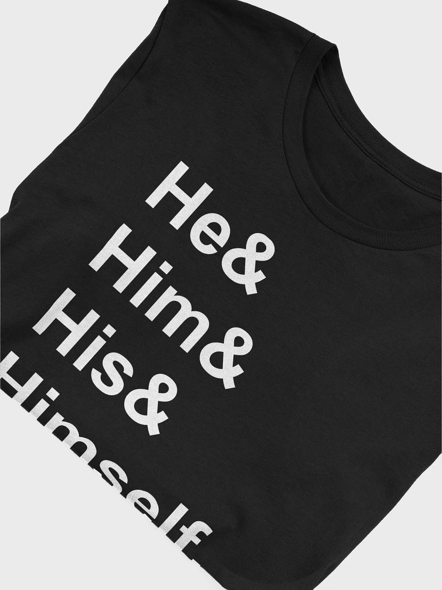 he/him (white) t-shirt product image (5)