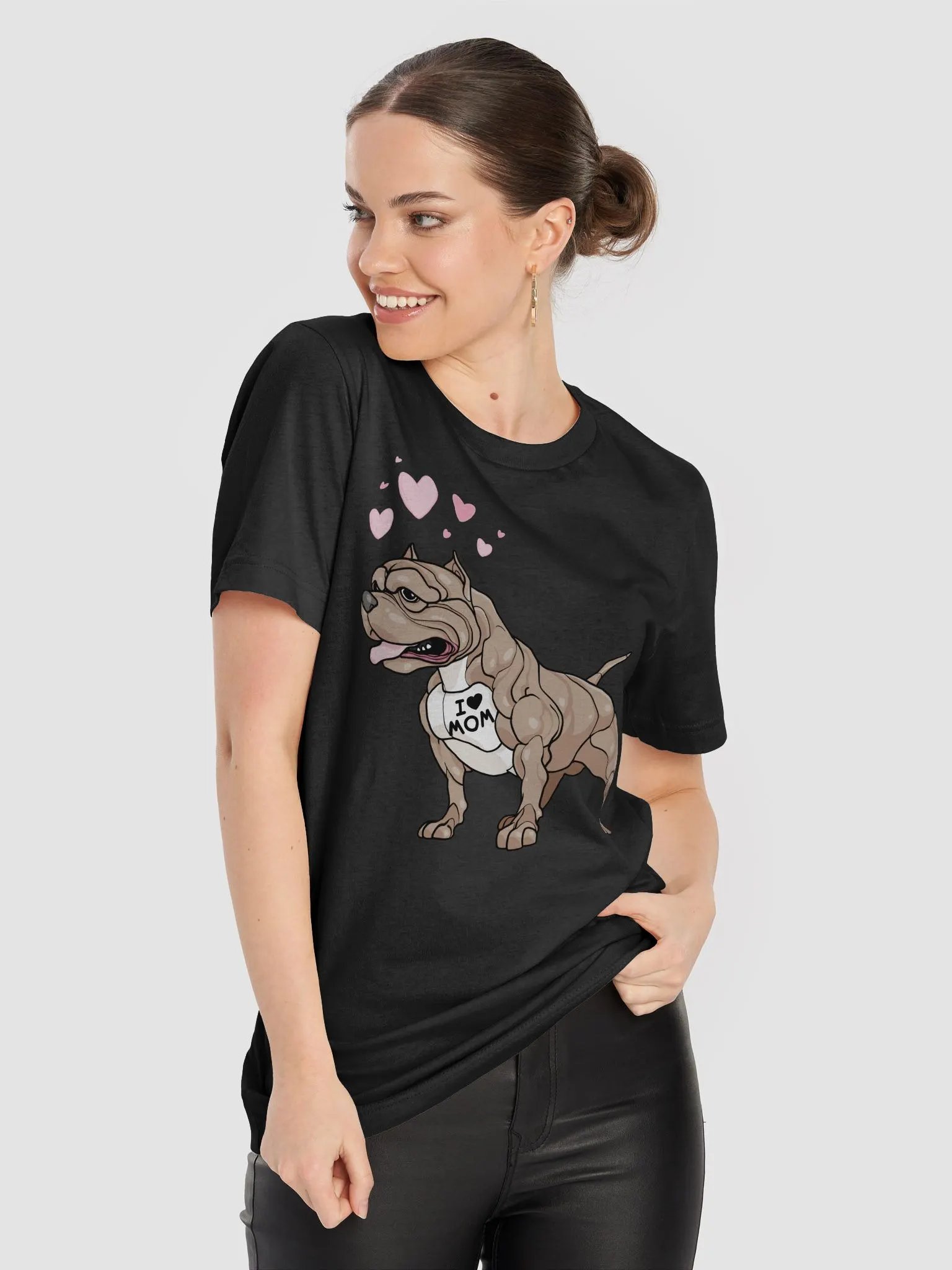 Funny Gifts Dog Pitbull I Love Mom Tattoo Gift T-Shirt product image (8)