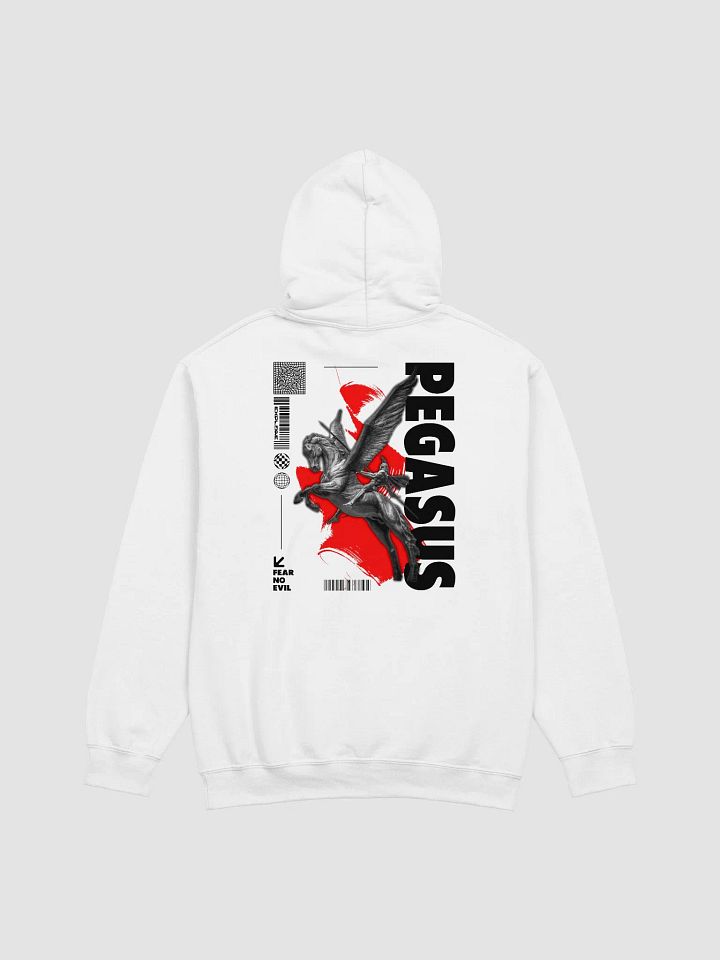 Classic White Hoodie with Modern Brutalism Pegasus Art product image (1)