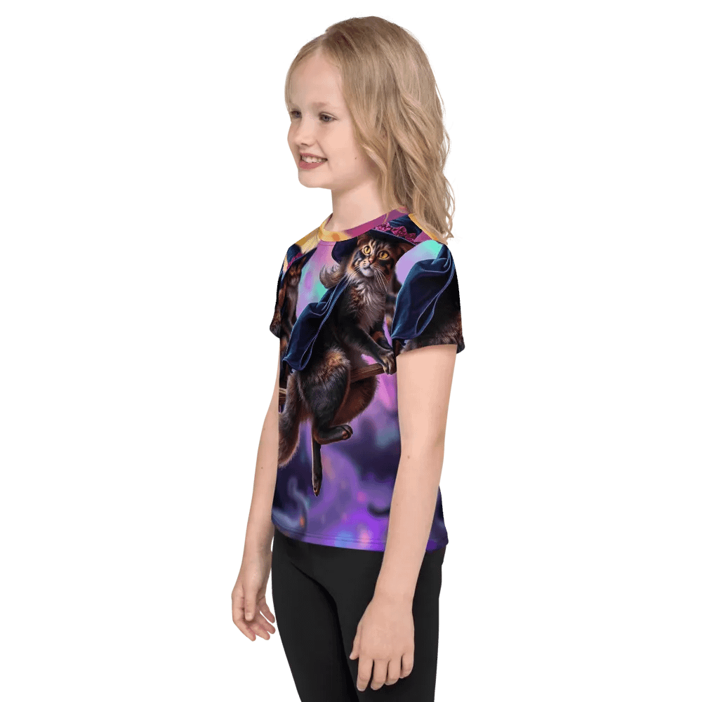 Cat Broom Crew Kids T Shirt product image (4)