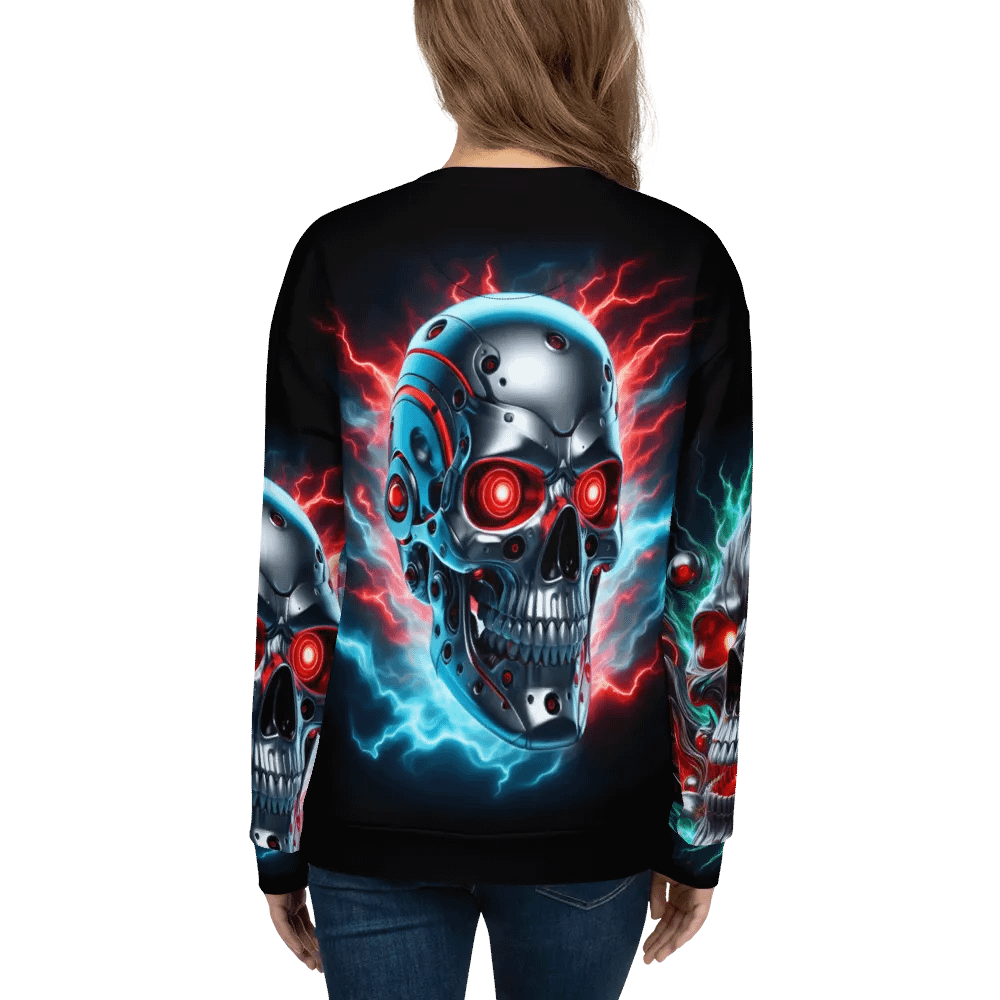 Futuristic RoboSkull All-Over - Unisex Sweatshirt #10 product image (7)