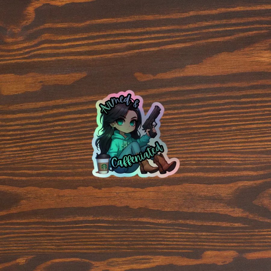 Armed & Caffeinated Holographic Sticker Sheet product image (5)