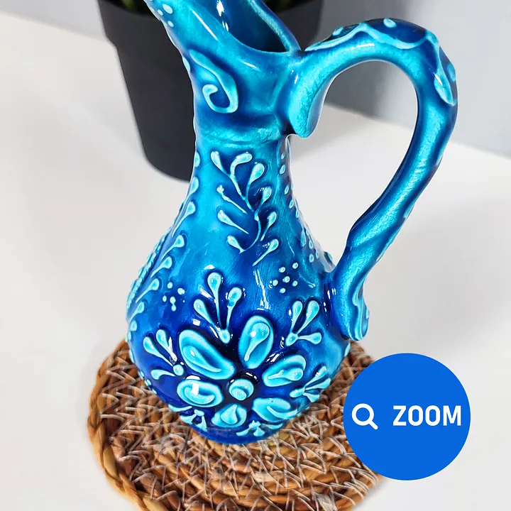 Ceramic turquoise jugs (bottle for oil), Turkish Iznik style (Ibrik vazo) — handmade pottery product image (2)