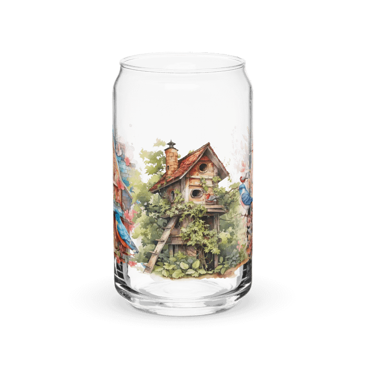 Whimsical Birdhouse Trio Glass Can Sipper product image (1)
