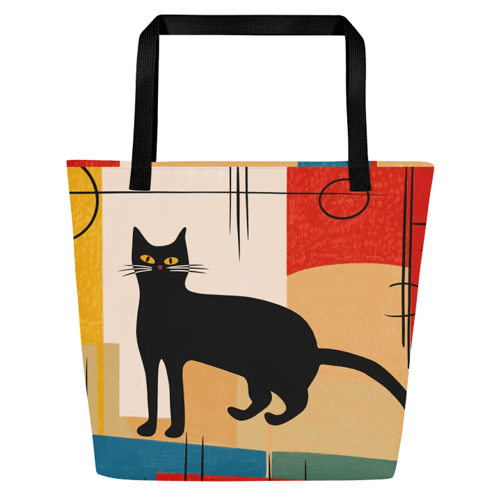 Abstract Hand-drawn Cat Red, Blue, Yellow Custom Tote Bag product image (2)