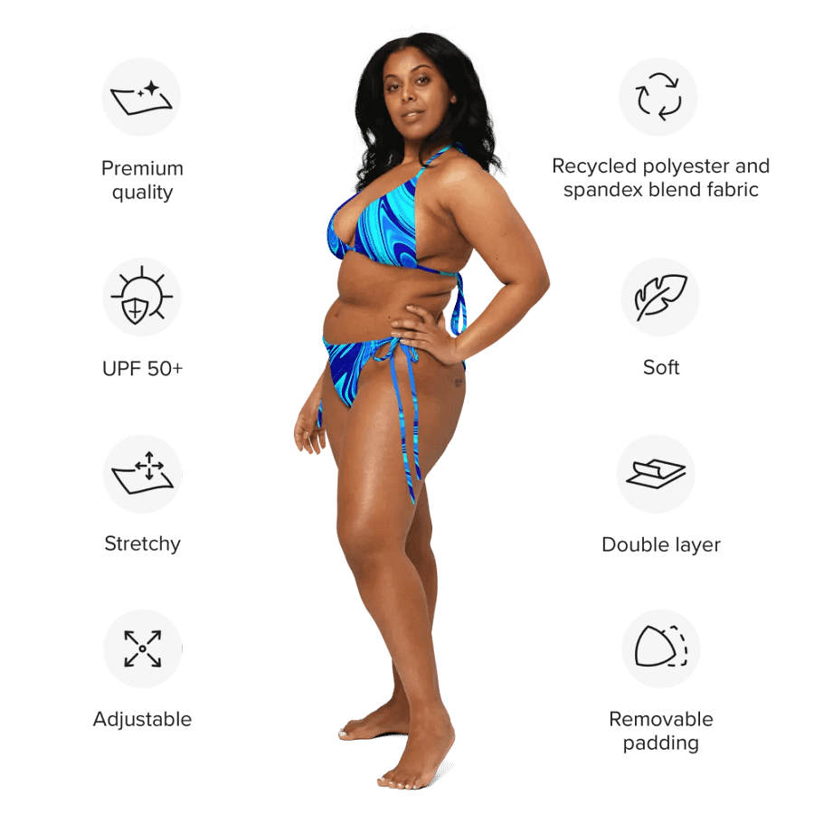 Bikini Set - Light and Dark Blue Digital Fluid Art product image (3)