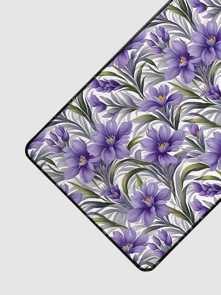 Desk Mat (31.5x15.5 inches) - Purple Floral Pattern on a White Background product image (2)