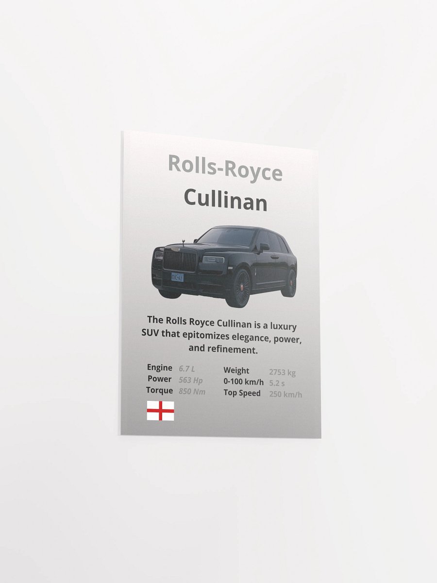 Rolls-Royce Cullinan Wall Poster Without A Frame product image (9)