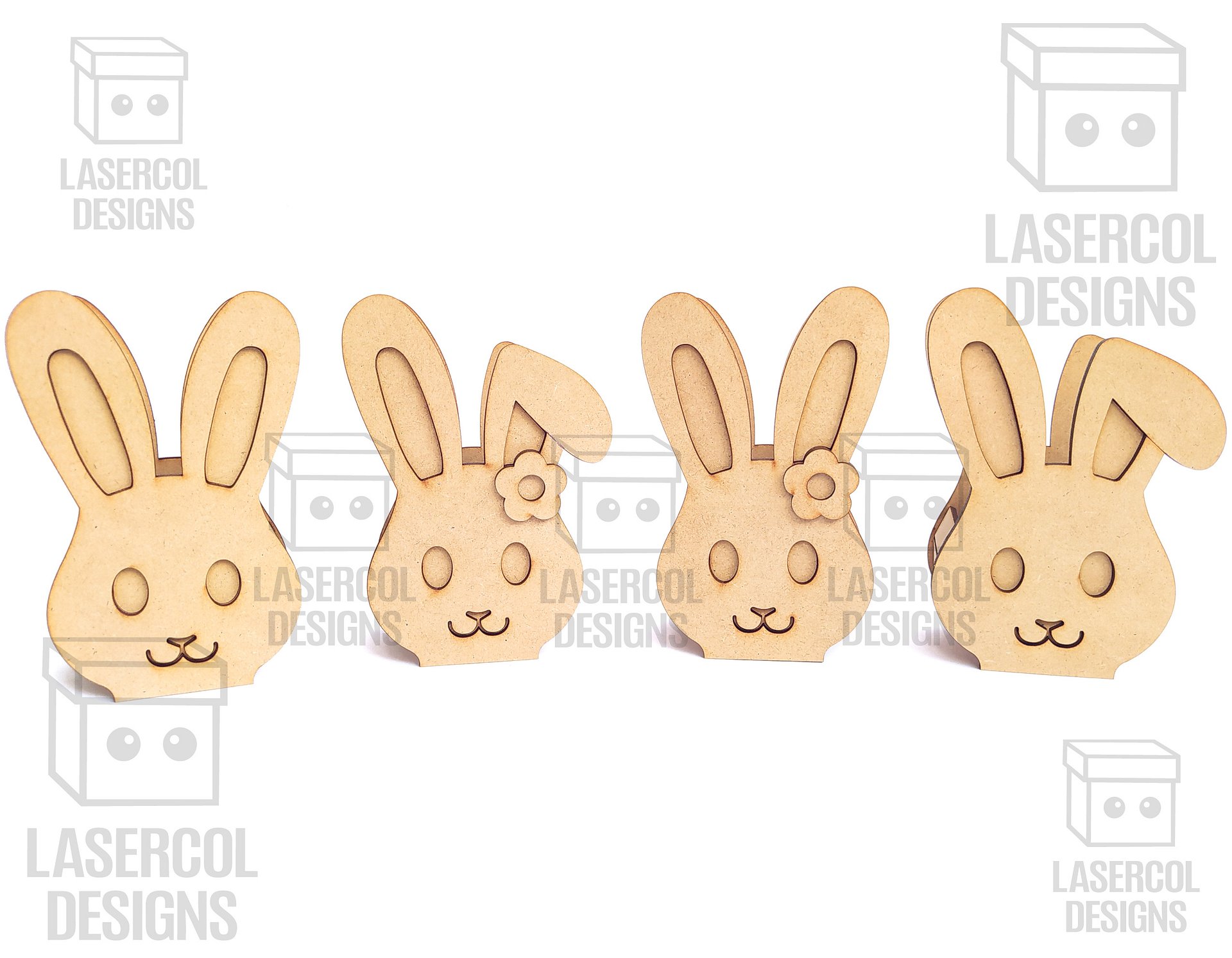 Easter Bunny Basket Set 1 (4 Styles, 2 Sizes) - Laser Cut Files product image (10)