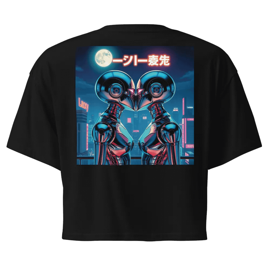 Computer Love Cyborg Premium Black Crop Top product image (1)