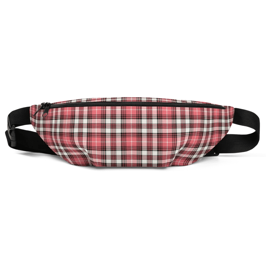Coral Pink, Black, and White Plaid Fanny Pack product image (2)