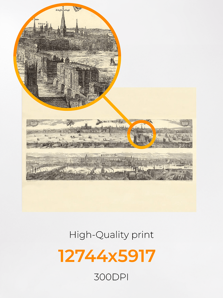 London 1616 vs 1890 Poster Print – Hand-Drawn Historical Panorama Comparison (Unframed) product image (2)