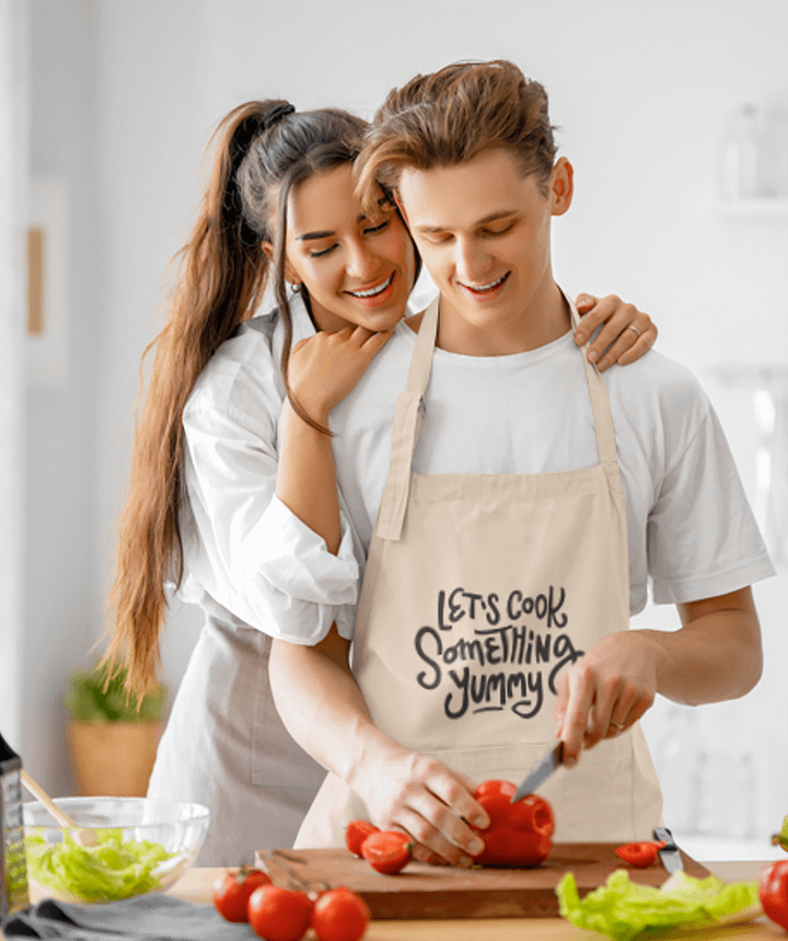 Let’s Cook Something Yummy Apron – Organic Cotton Kitchen Gift product image (2)