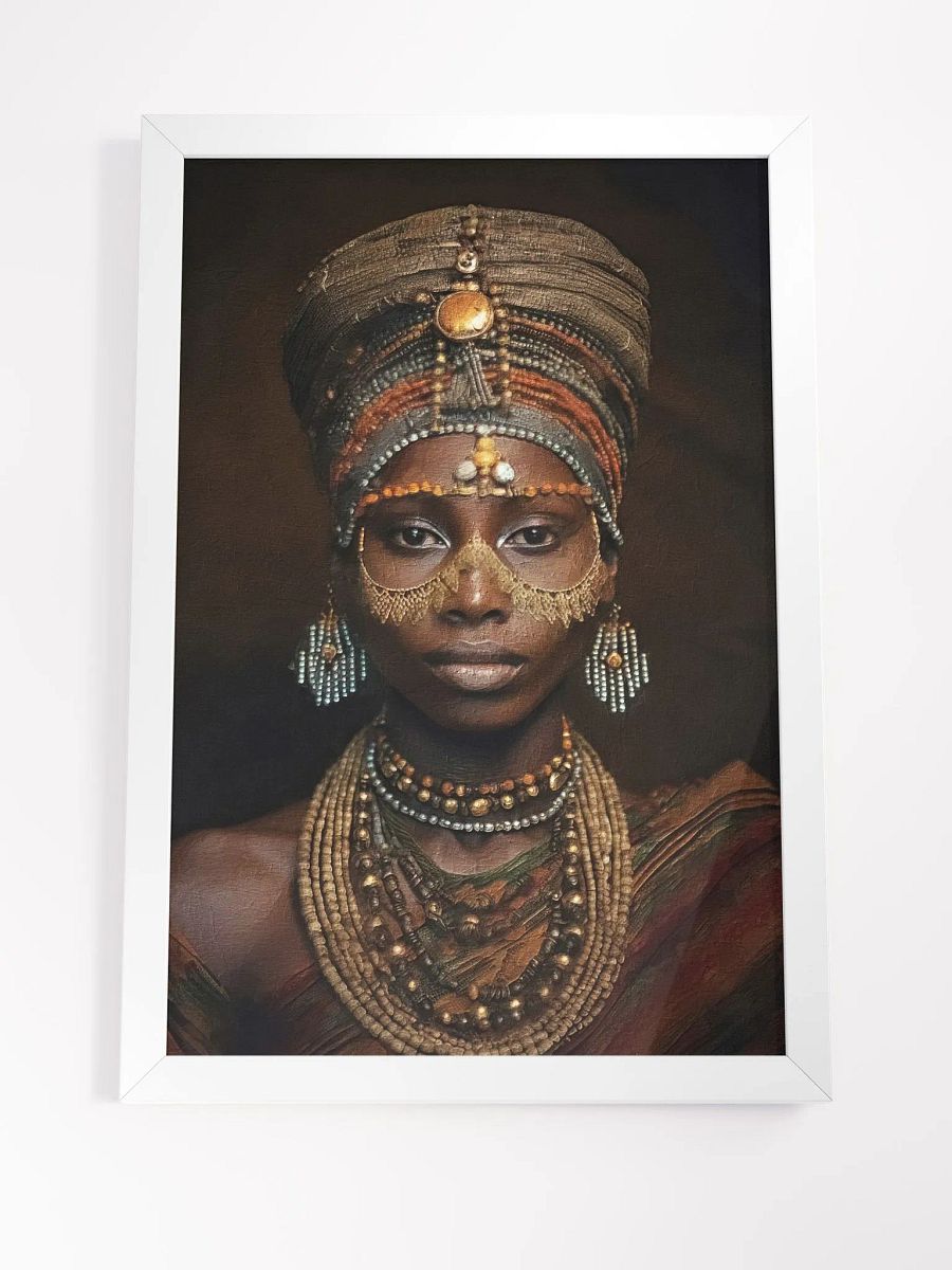 African Woman in Traditional Head Dress, Multi-Colored Jewelry Poster Print, Framed product image (14)
