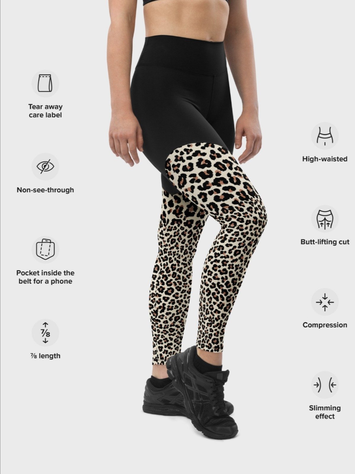 High-Intensity Workout Leggings "Abstract Animal Leopard Skin Fur Pattern" product image (5)