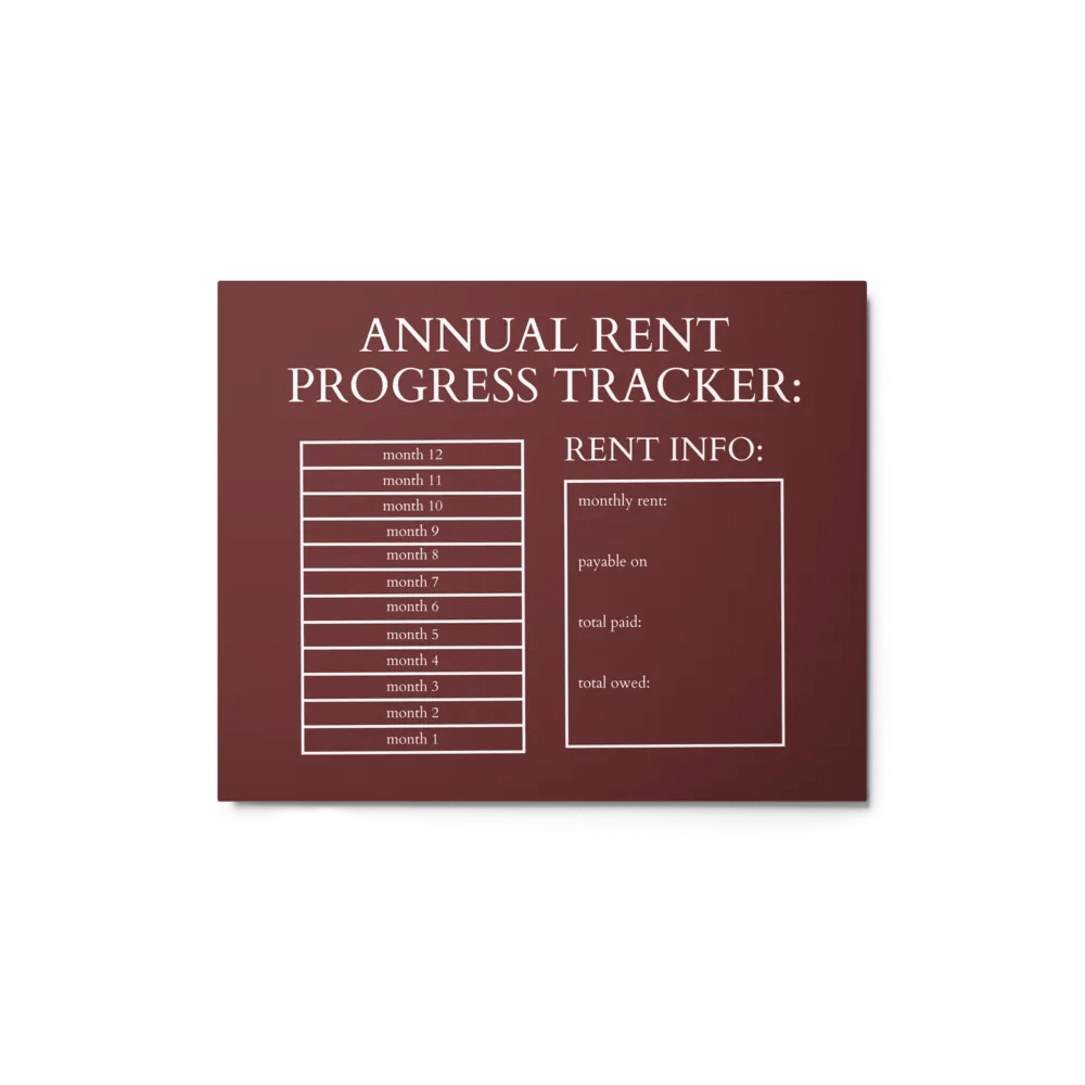 HIGHFALUTIN ANNUAL RENT TRACKER (white design 15) product image (1)