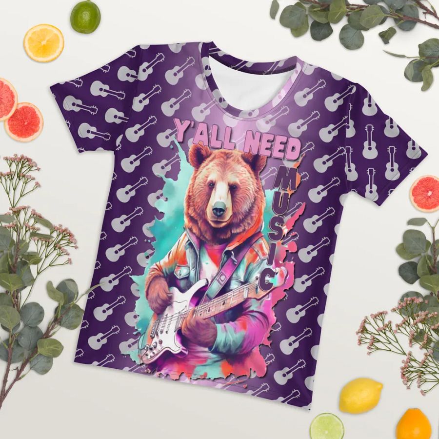 Y'all Need Music Bear All Over Print T-shirt product image (7)