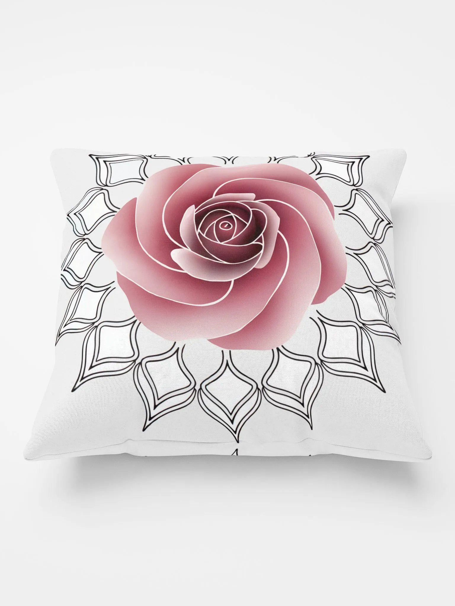 Rose Flower Mandala Throw Pillow - Decorative Floral Mandala Accent Cushion for Living Room & Bedroom product image (2)